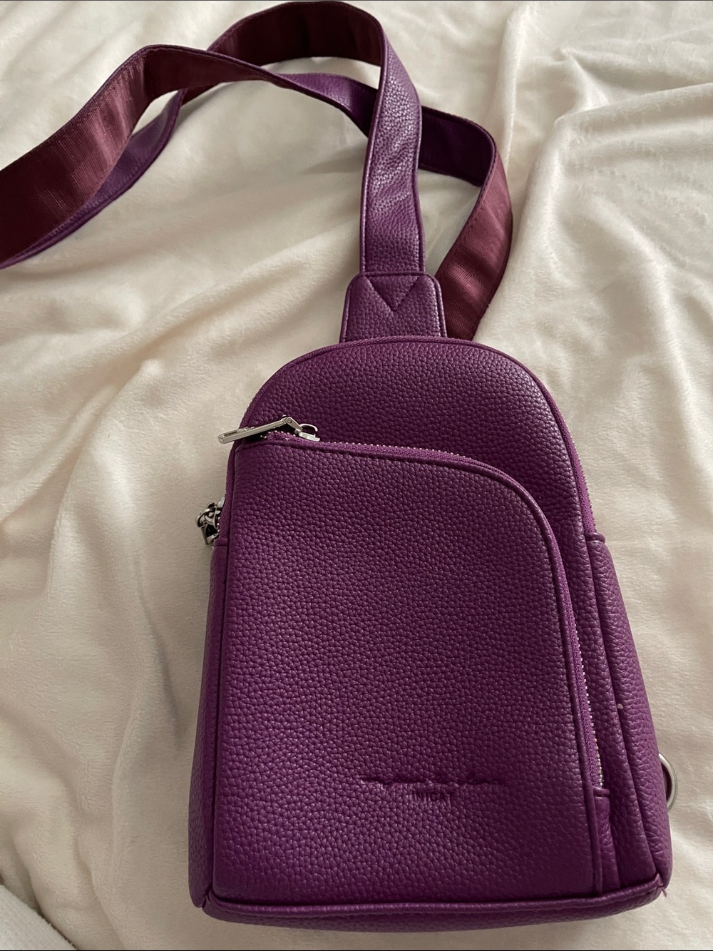 Inicat Compact Purple Pebbled Leather Crossbody Bag Women’s
